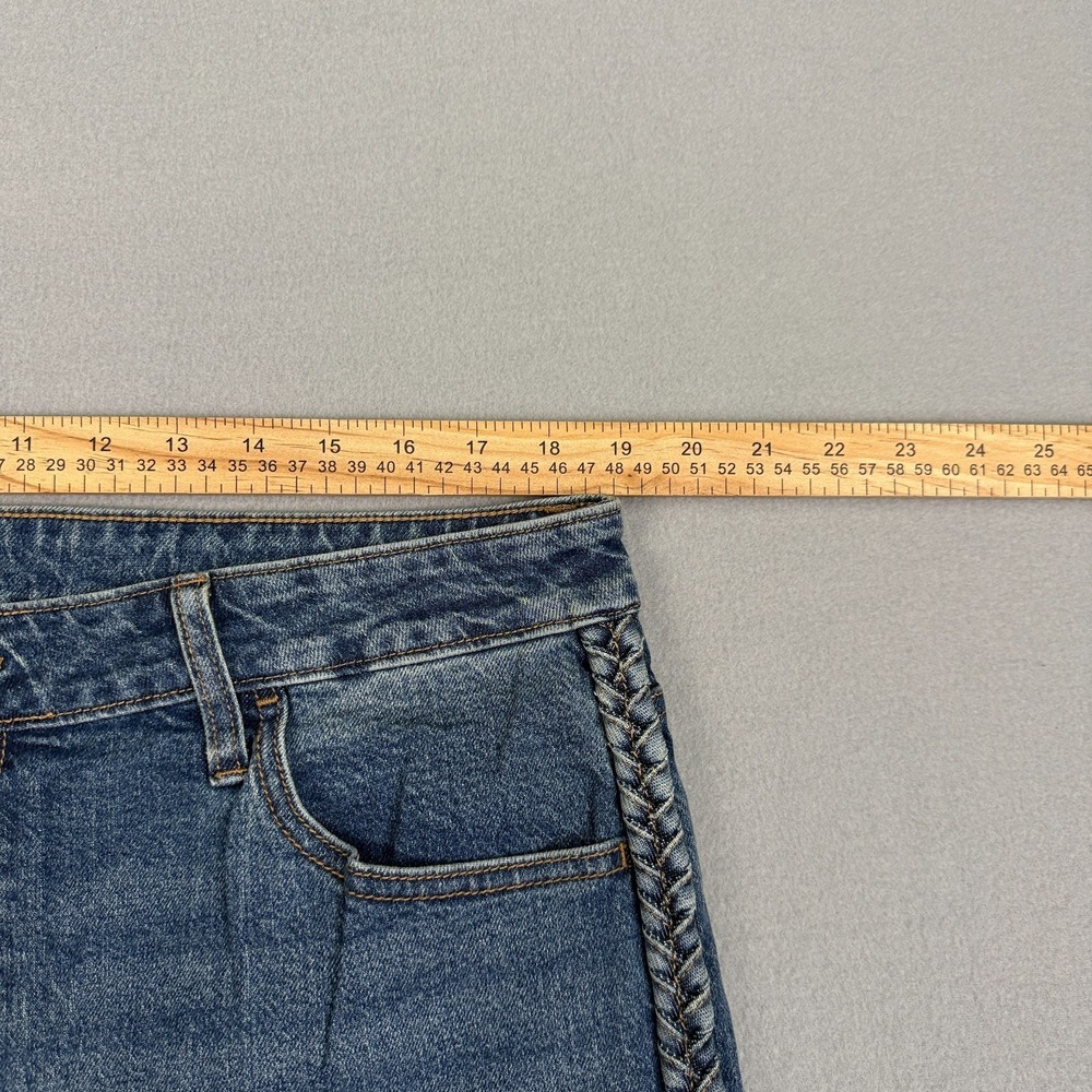 Express Womens Size 16 Wide Leg Cropped Jeans Medium Wash Braided Side Trim NWT - Picture 8 of 12